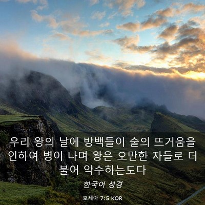 Picture 03 - 호세아 7:5 KOR - 우리 왕의 날에 방백들이 술의 - Bible Verse Picture