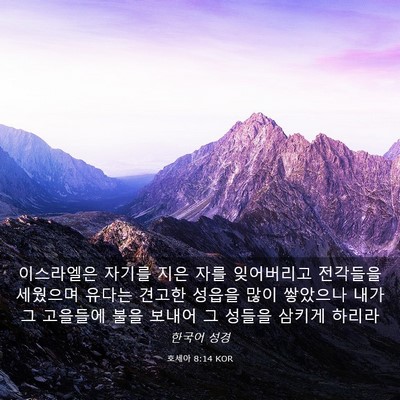 Picture 03 - 호세아 8:14 KOR - 이스라엘은 자기를 지은 자를 - Bible Verse Picture