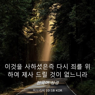 Picture 03 - 히브리서 10:18 KOR - 이것을 사하셨은즉 다시 죄를 위하여 - Bible Verse Picture