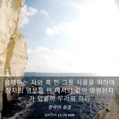 Picture 03 - 히브리서 12:16 KOR - 음행하는 자와 혹 한 그릇 식물을 - Bible Verse Picture