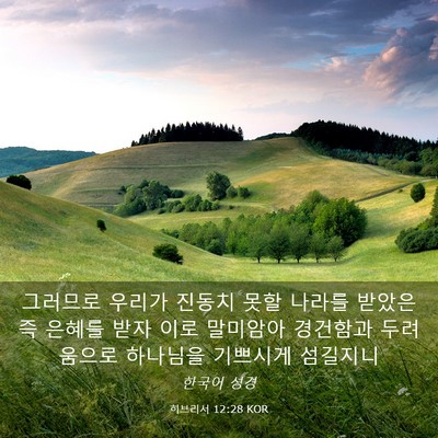 Picture 03 - 히브리서 12:28 KOR - 그러므로 우리가 진동치 못할 나라를 - Bible Verse Picture