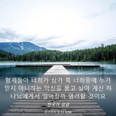 Picture 03 - 히브리서 3:12 KOR - 형제들아 너희가 삼가 혹 너희중에 - Bible Verse Picture