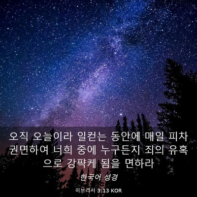 Picture 03 - 히브리서 3:13 KOR - 오직 오늘이라 일컫는 동안에 매일 - Bible Verse Picture