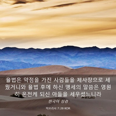 Picture 03 - 히브리서 7:28 KOR - 율법은 약점을 가진 사람들을 - Bible Verse Picture