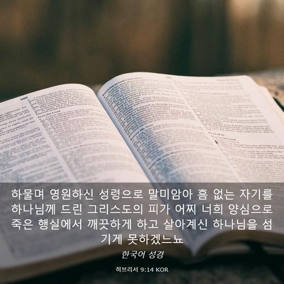 Picture 03 - 히브리서 9:14 KOR - 하물며 영원하신 성령으로 말미암아 - Bible Verse Picture