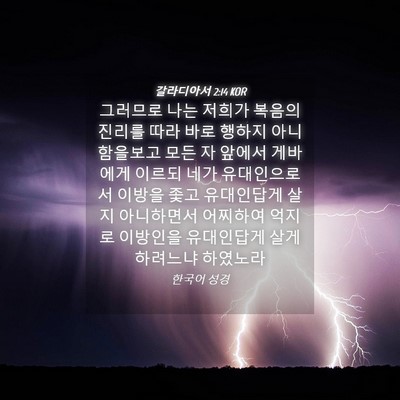Picture 04 - 갈라디아서 2:14 KOR - 그러므로 나는 저희가 복음의 진리를 - Bible Verse Picture