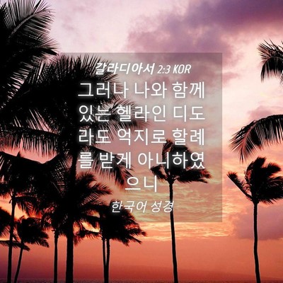 Picture 04 - 갈라디아서 2:3 KOR - 그러나 나와 함께 있는 헬라인 - Bible Verse Picture