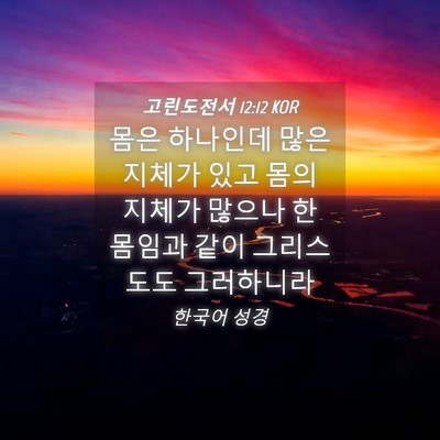 Picture 04 - 고린도전서 12:12 KOR - 몸은 하나인데 많은 지체가 있고 - Bible Verse Picture