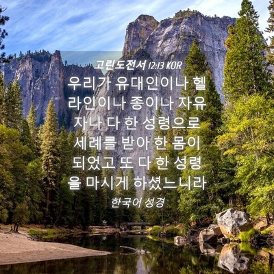 Picture 04 - 고린도전서 12:13 KOR - 우리가 유대인이나 헬라인이나 - Bible Verse Picture