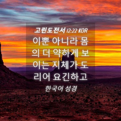 Picture 04 - 고린도전서 12:22 KOR - 이뿐 아니라 몸의 더 약하게 보이는 - Bible Verse Picture