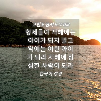 Picture 04 - 고린도전서 14:20 KOR - 형제들아 지혜에는 아이가 되지 말고 - Bible Verse Picture