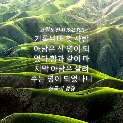 Picture 04 - 고린도전서 15:45 KOR - 기록된바 첫 사람 아담은 산 영이 - Bible Verse Picture