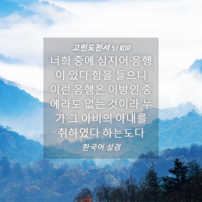 Picture 04 - 고린도전서 5:1 KOR - 너희 중에 심지어 음행이 있다 함을 - Bible Verse Picture