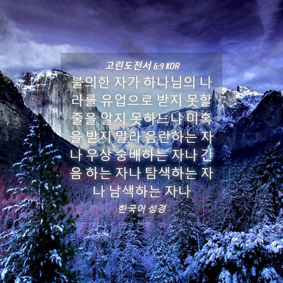 Picture 04 - 고린도전서 6:9 KOR - 불의한 자가 하나님의 나라를 - Bible Verse Picture