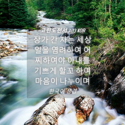 Picture 04 - 고린도전서 7:33 KOR - 장가 간 자는 세상 일을 염려하여 - Bible Verse Picture