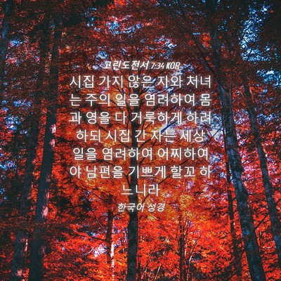 Picture 04 - 고린도전서 7:34 KOR - 시집 가지 않은 자와 처녀는 주의 - Bible Verse Picture