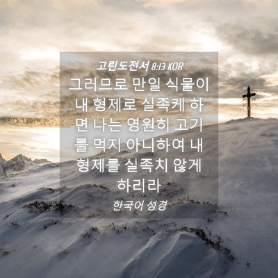 Picture 04 - 고린도전서 8:13 KOR - 그러므로 만일 식물이 내 형제로 - Bible Verse Picture