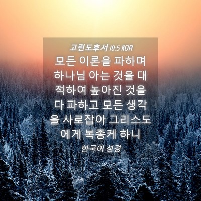 Picture 04 - 고린도후서 10:5 KOR - 모든 이론을 파하며 하나님 아는 - Bible Verse Picture
