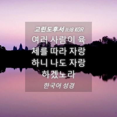 Picture 04 - 고린도후서 11:18 KOR - 여러 사람이 육체를 따라 자랑하니 - Bible Verse Picture