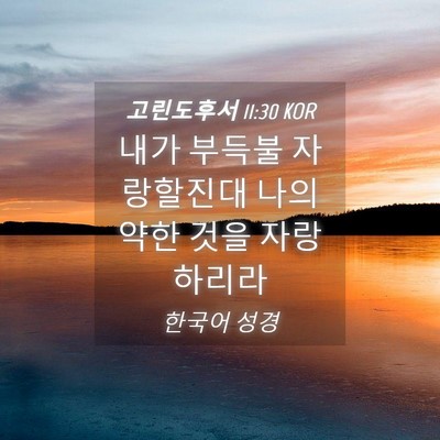 Picture 04 - 고린도후서 11:30 KOR - 내가 부득불 자랑할진대 나의 약한 - Bible Verse Picture