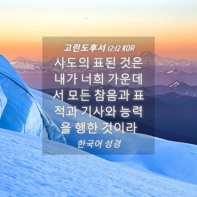 Picture 04 - 고린도후서 12:12 KOR - 사도의 표된 것은 내가 너희 - Bible Verse Picture