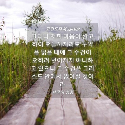 Picture 04 - 고린도후서 3:14 KOR - 그러나 저희 마음이 완고하여 - Bible Verse Picture