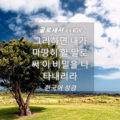 Picture 04 - 골로새서 4:4 KOR - 그리하면 내가 마땅히 할 말로써 이 - Bible Verse Picture