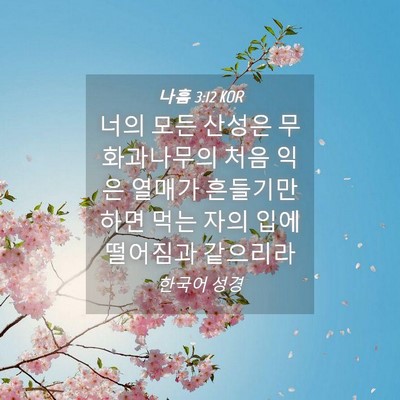 Picture 04 - 나훔 3:12 KOR - 너의 모든 산성은 무화과나무의 처음 - Bible Verse Picture