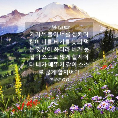 Picture 04 - 나훔 3:15 KOR - 거기서 불이 너를 삼키며 칼이 너를 - Bible Verse Picture