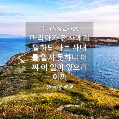 Picture 04 - 누가복음 1:34 KOR - 마리아가 천사에게 말하되 나는 - Bible Verse Picture