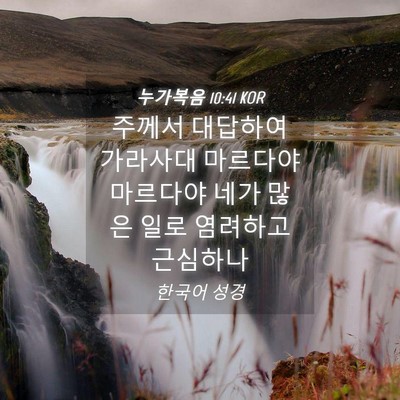 Picture 04 - 누가복음 10:41 KOR - 주께서 대답하여 가라사대 마르다야 - Bible Verse Picture