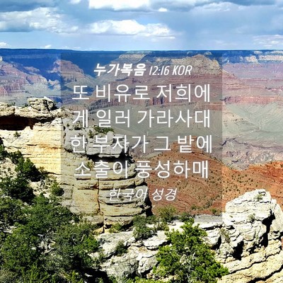 Picture 04 - 누가복음 12:16 KOR - 또 비유로 저희에게 일러 가라사대 - Bible Verse Picture