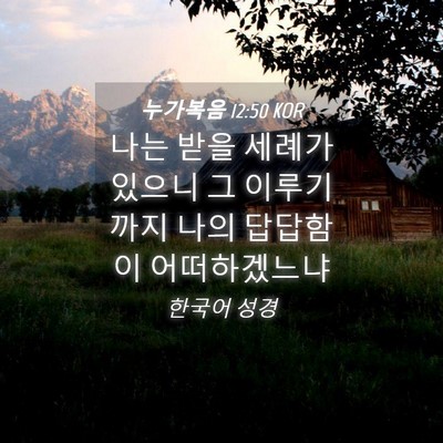 Picture 04 - 누가복음 12:50 KOR - 나는 받을 세례가 있으니 그 - Bible Verse Picture
