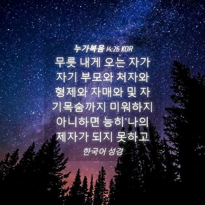 Picture 04 - 누가복음 14:26 KOR - 무릇 내게 오는 자가 자기 부모와 - Bible Verse Picture