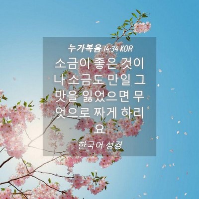 Picture 04 - 누가복음 14:34 KOR - 소금이 좋은 것이나 소금도 만일 그 - Bible Verse Picture
