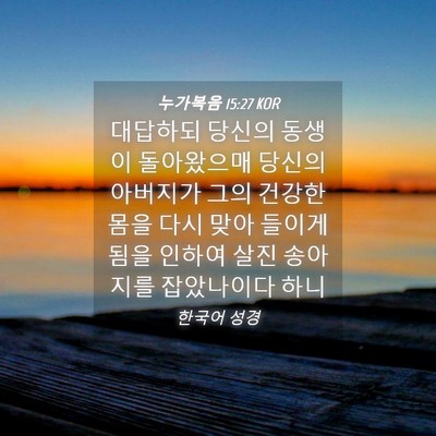 Picture 04 - 누가복음 15:27 KOR - 대답하되 당신의 동생이 돌아왔으매 - Bible Verse Picture