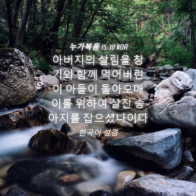 Picture 04 - 누가복음 15:30 KOR - 아버지의 살림을 창기와 함께 - Bible Verse Picture