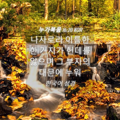 Picture 04 - 누가복음 16:20 KOR - 나사로라 이름한 한 거지가 헌데를 - Bible Verse Picture