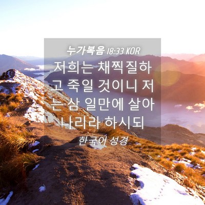 Picture 04 - 누가복음 18:33 KOR - 저희는 채찍질하고 죽일 것이니 저는 - Bible Verse Picture