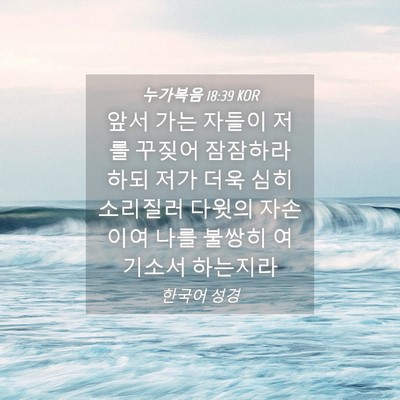 Picture 04 - 누가복음 18:39 KOR - 앞서 가는 자들이 저를 꾸짖어 - Bible Verse Picture
