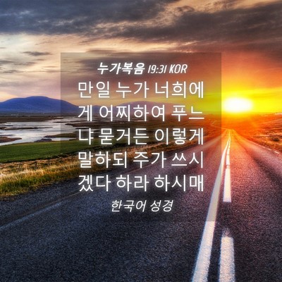 Picture 04 - 누가복음 19:31 KOR - 만일 누가 너희에게 어찌하여 푸느냐 - Bible Verse Picture