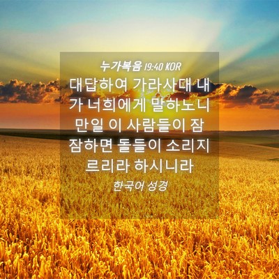 Picture 04 - 누가복음 19:40 KOR - 대답하여 가라사대 내가 너희에게 - Bible Verse Picture