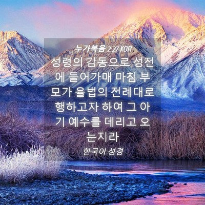 Picture 04 - 누가복음 2:27 KOR - 성령의 감동으로 성전에 들어가매 - Bible Verse Picture