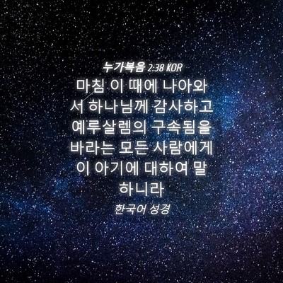 Picture 04 - 누가복음 2:38 KOR - 마침 이 때에 나아와서 하나님께 - Bible Verse Picture