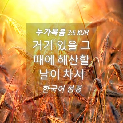 Picture 04 - 누가복음 2:6 KOR - 거기 있을 그 때에 해산할 날이 - Bible Verse Picture