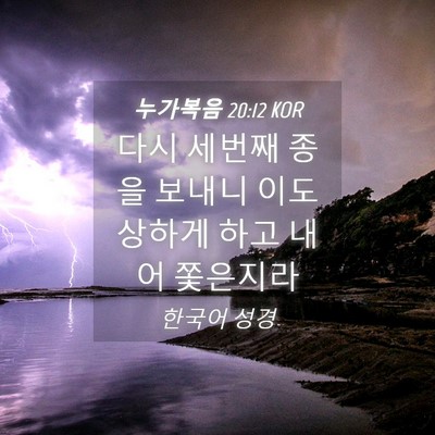 Picture 04 - 누가복음 20:12 KOR - 다시 세번째 종을 보내니 이도 - Bible Verse Picture
