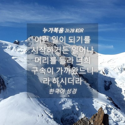 Picture 04 - 누가복음 21:28 KOR - 이런 일이 되기를 시작하거든 일어나 - Bible Verse Picture