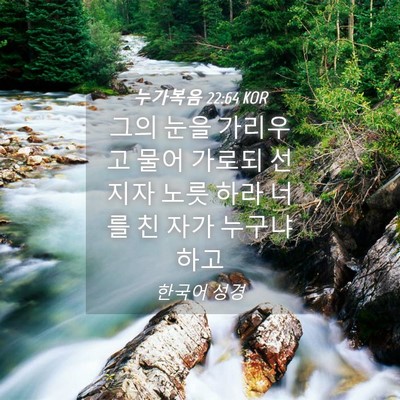 Picture 04 - 누가복음 22:64 KOR - 그의 눈을 가리우고 물어 가로되 - Bible Verse Picture