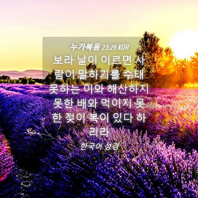 Picture 04 - 누가복음 23:29 KOR - 보라 날이 이르면 사람이 말하기를 - Bible Verse Picture