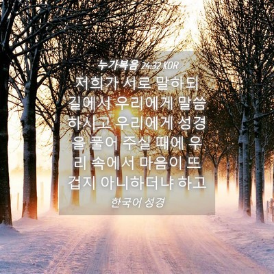 Picture 04 - 누가복음 24:32 KOR - 저희가 서로 말하되 길에서 우리에게 - Bible Verse Picture